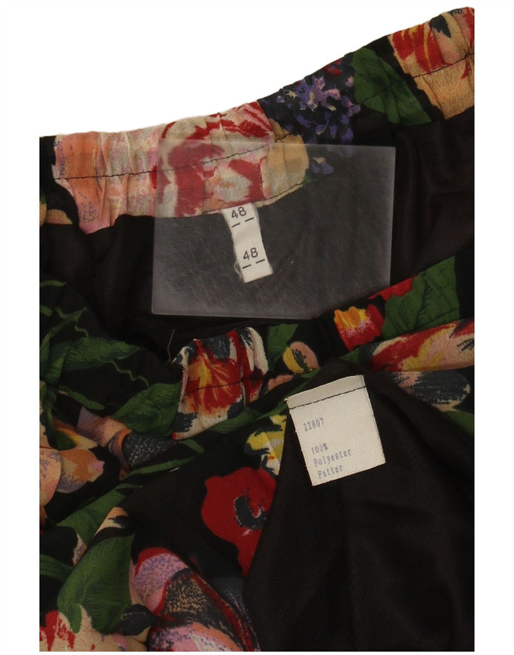 Gonna a pieghe vintage da donna IT 48 XL W38 Poliestere floreale multicolore