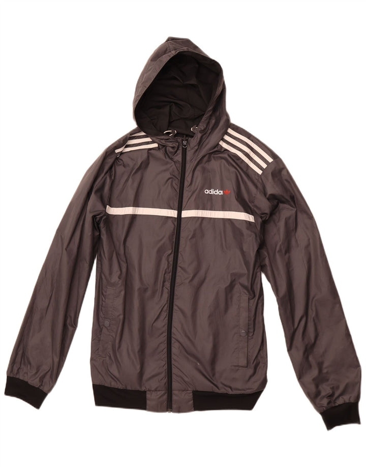 Giacca reversibile da uomo ADIDAS con cappuccio UK 36 Small Grigio Poliestere