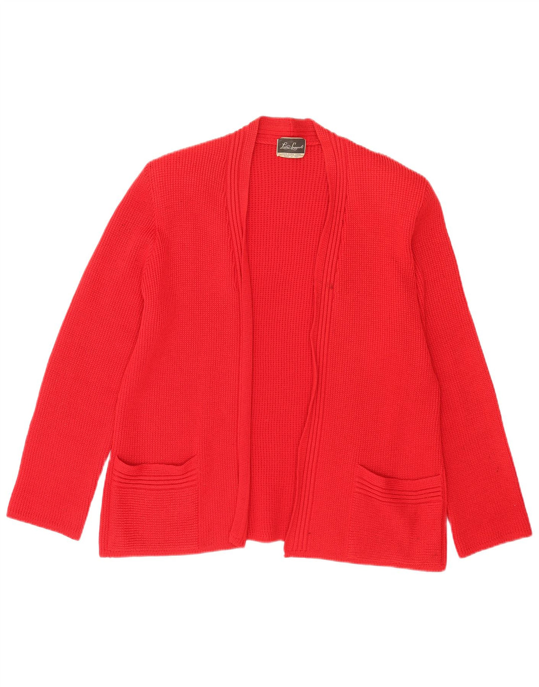 Luisa Spagnoli maglione cardigan aperto da donna UK 16 grande lana rossa