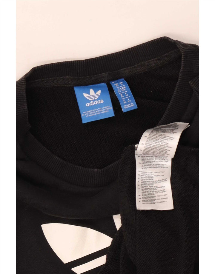 Felpa oversize grafica da donna Adidas UK 10 piccola in cotone nero