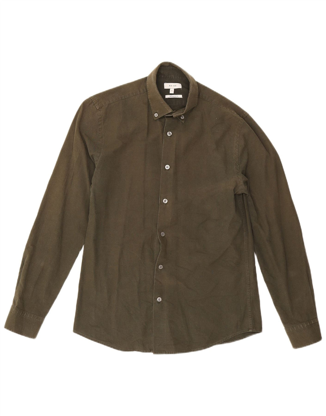 Camicia Reiss da uomo vestibilità regolare piccola in cotone kaki