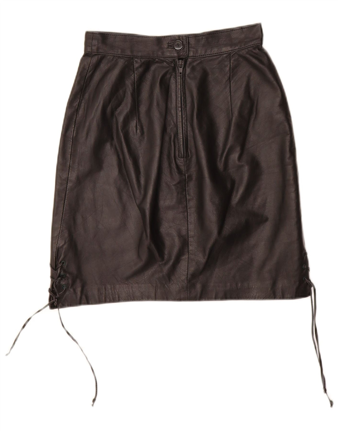 Gonna in pelle da donna VINTAGE EU 34 XS W24 Pelle nera