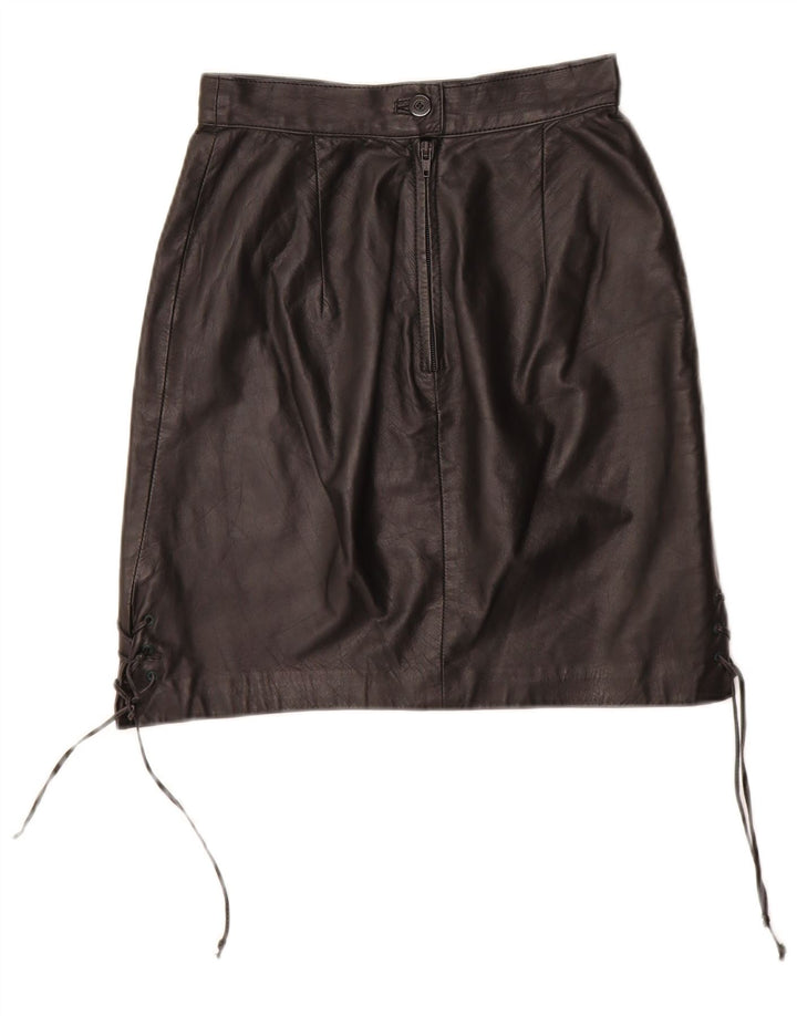 Gonna in pelle da donna VINTAGE EU 34 XS W24 Pelle nera