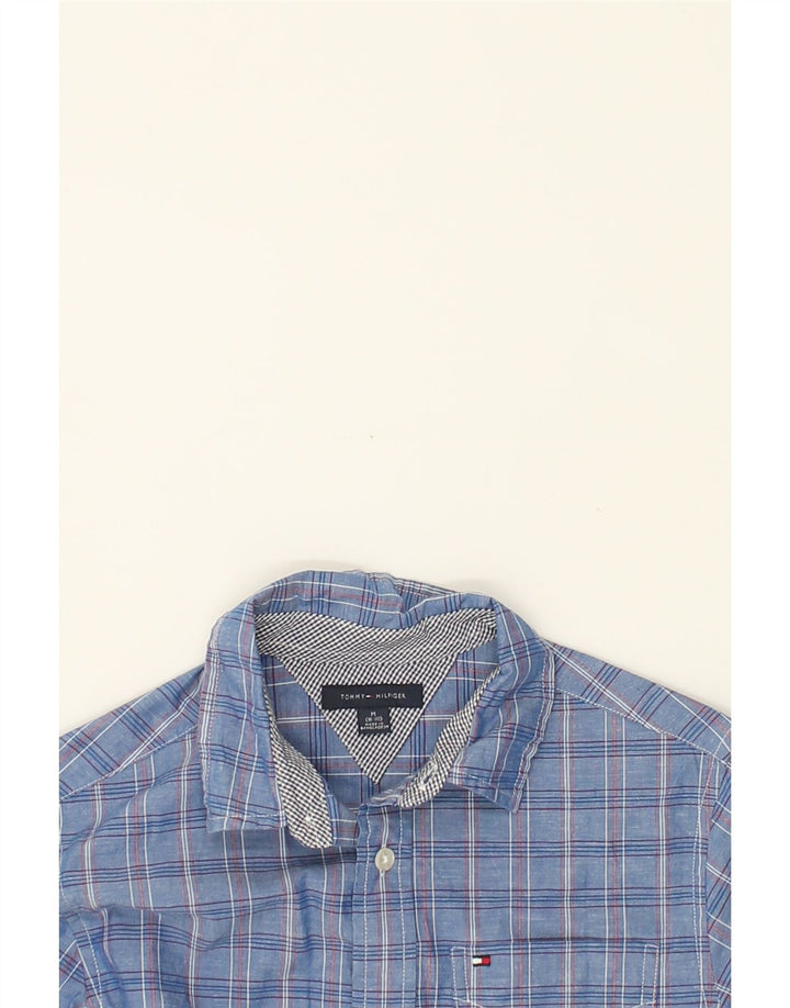 TOMMY HILFIGER Boys Shirt 8-9 Years Medium Blue Check Cotton | Vintage Tommy Hilfiger | Thrift | Second-Hand Tommy Hilfiger | Used Clothing | Messina Hembry 
