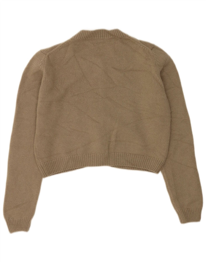 Massimo Dutti Maglione cardigan corto da donna UK 14 Lana kaki media