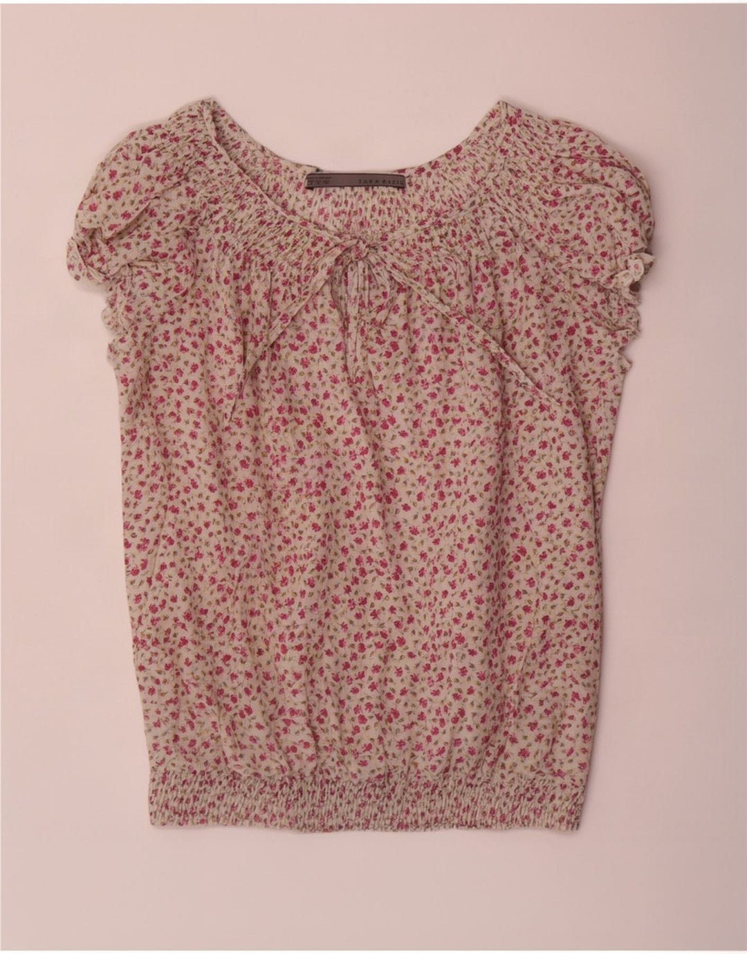 Camicetta da donna Zara Top UK 10 piccolo cotone floreale bianco
