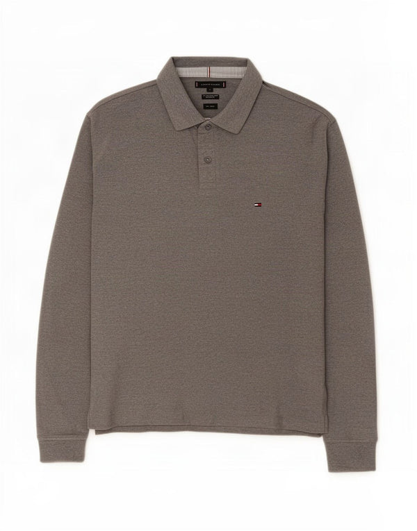 Polo Tommy Hilfiger da uomo a maniche lunghe vestibilità regolare XL in cotone grigio