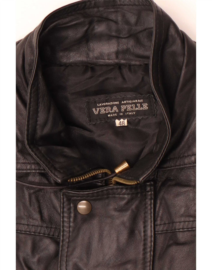 Giacca in pelle da uomo vintage IT 48 Medium Black