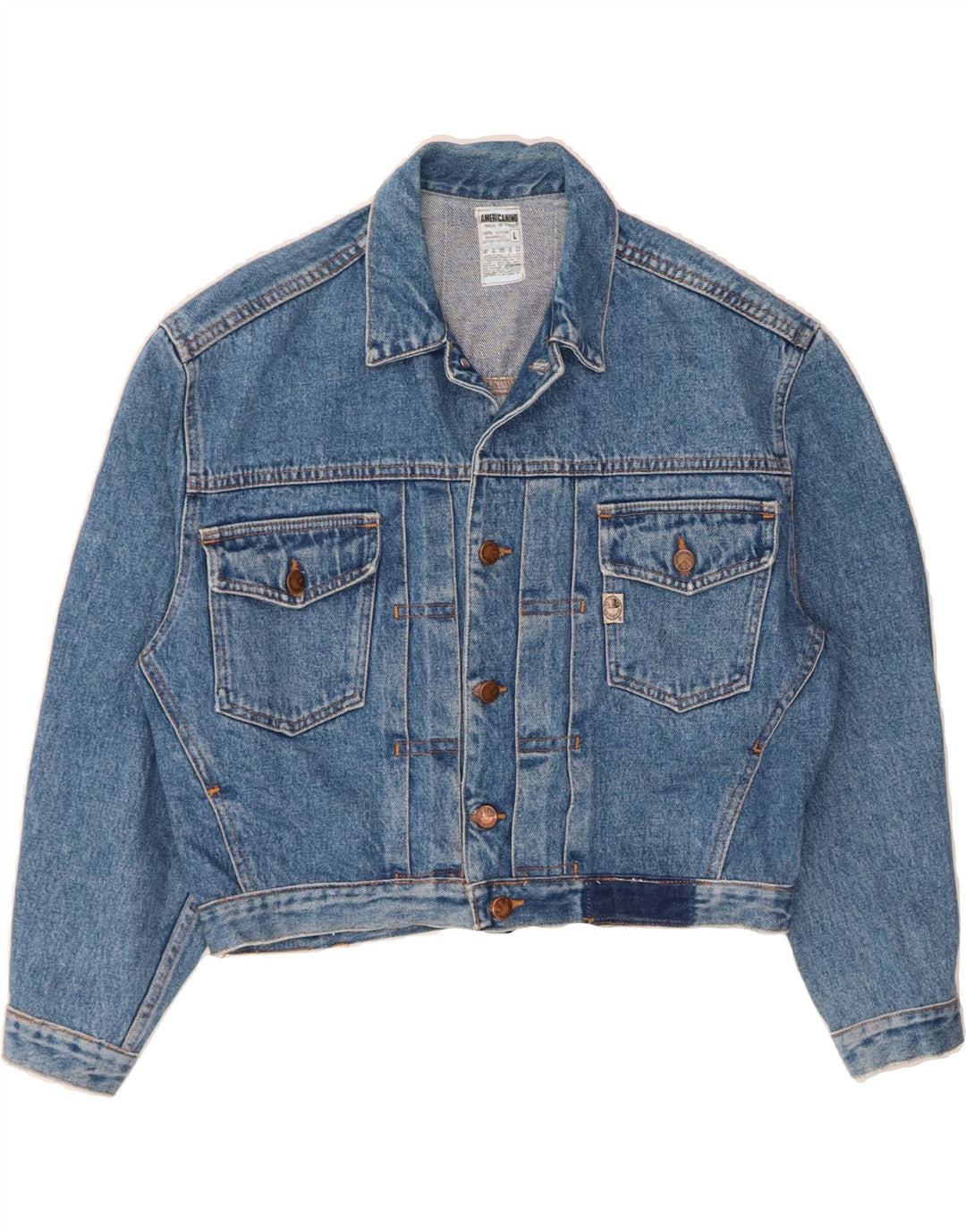 AMERICANINO Womens Denim Jacket UK 16 Large Blue Cotton Vintage Americanino and Second-Hand Americanino from Messina Hembry 