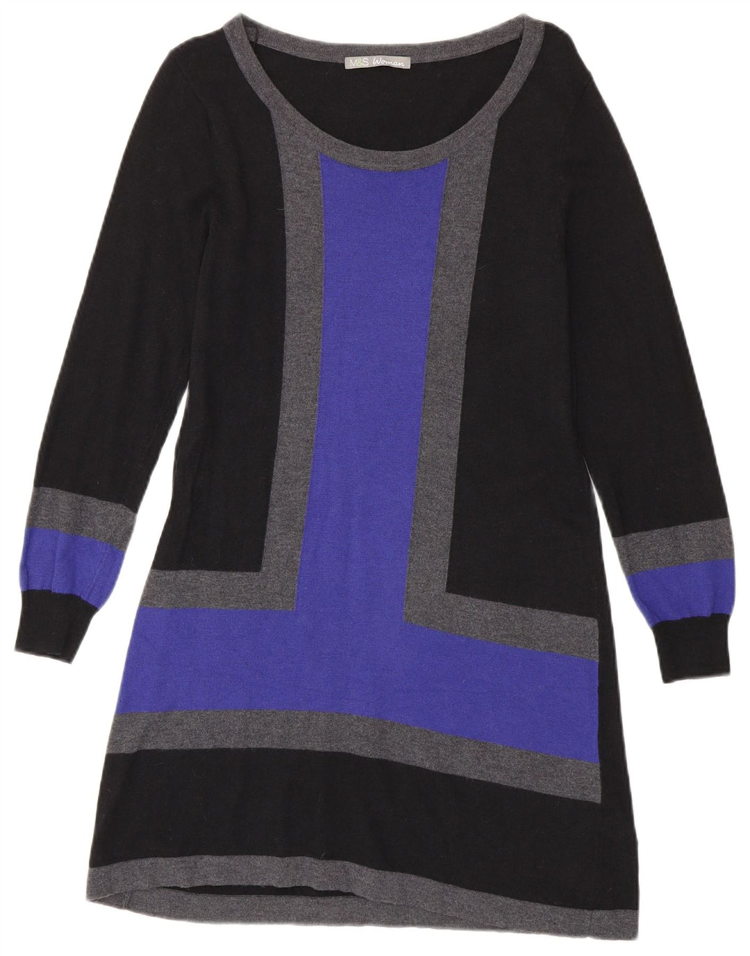 Abito maglione da donna Marks & Spencer UK 14 Viscosa color block medio nero