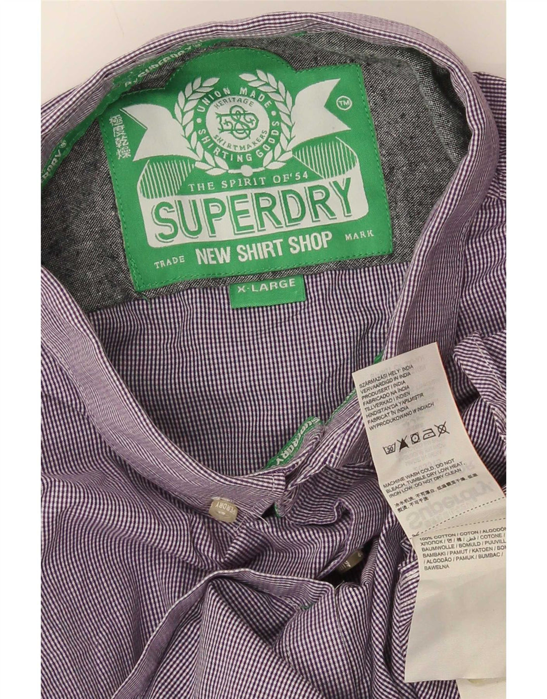 Camicia da uomo Superdry XL in cotone a quadretti viola