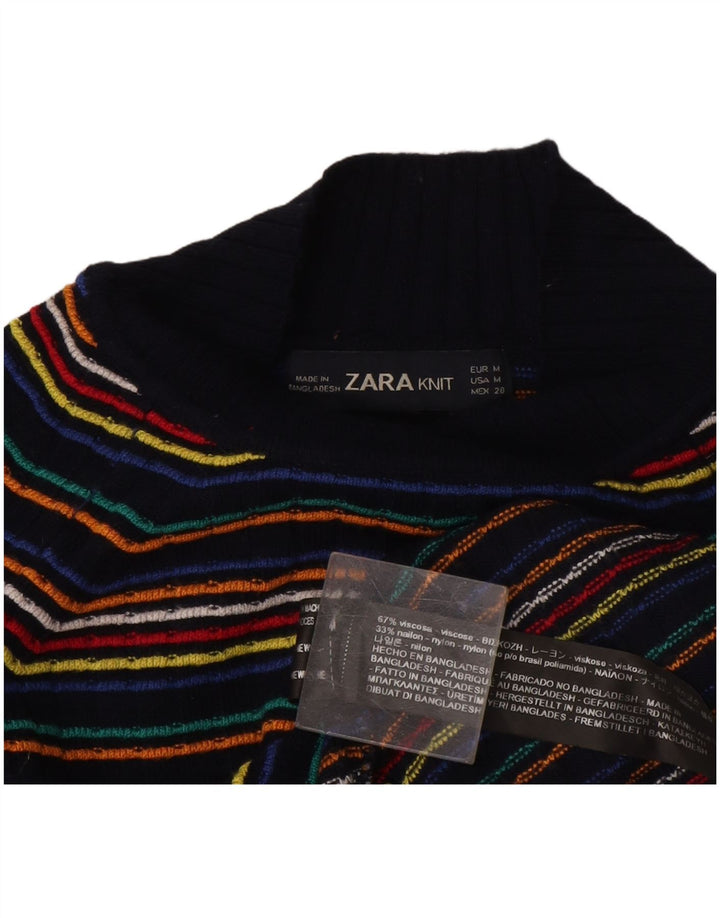 Maglione a collo alto da donna Zara UK 12 a righe multicolori medie