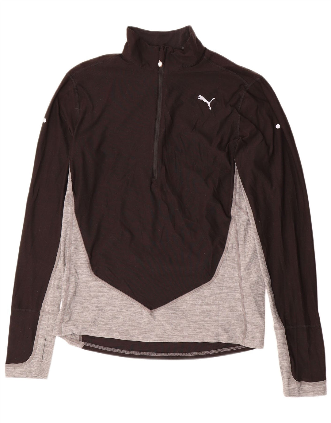 Maglia da ginnastica PUMA da uomo con zip e collo in tinta unita color nero medio