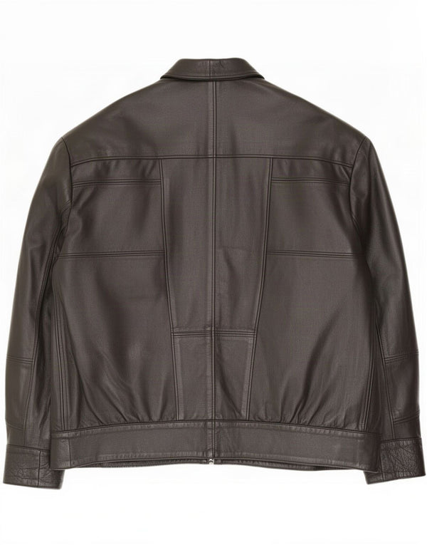 Giacca in pelle vintage da uomo vestibilità ampia UK 44 2XL nera
