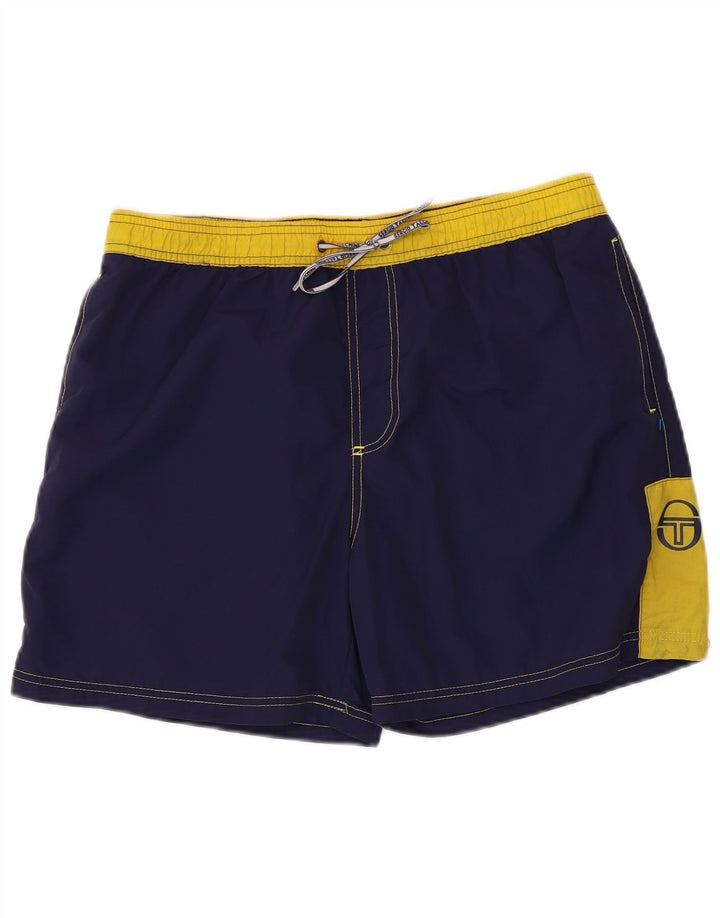 Pantaloncini da bagno da uomo Sergio Tacchini XL blu navy color block in poliammide