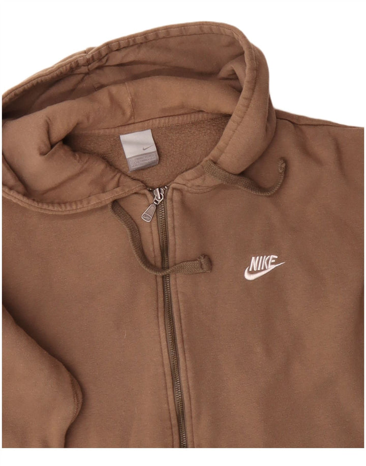 Felpa con cappuccio e zip grafica da uomo NIKE UK 42/44 grande cotone marrone