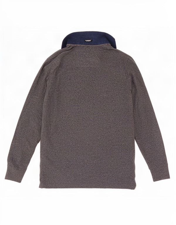 Superdry Mens Long Sleeve Polo Shirt 2XL Grey Cotton