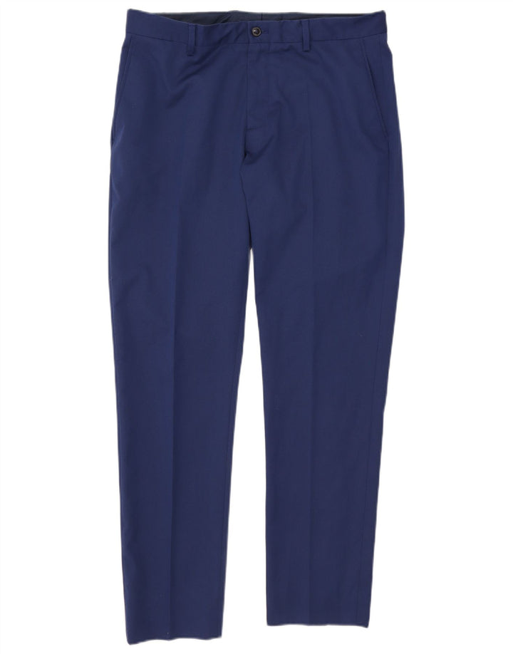 Pantaloni chino slim da uomo Zara EU 42 Large W32 L30 poliestere blu