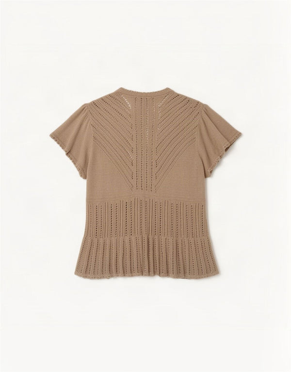 Maglione cardigan a maniche corte da donna Marks & Spencer UK 16 Large Beige