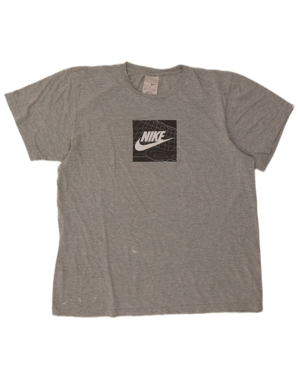 T-shirt grafica da uomo Nike Top XL in cotone chiazzato grigio