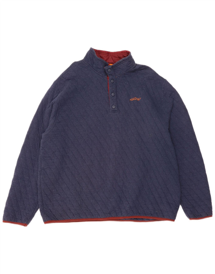 ORVIS Felpa da uomo con collo abbottonato Maglione XL Cotone blu navy