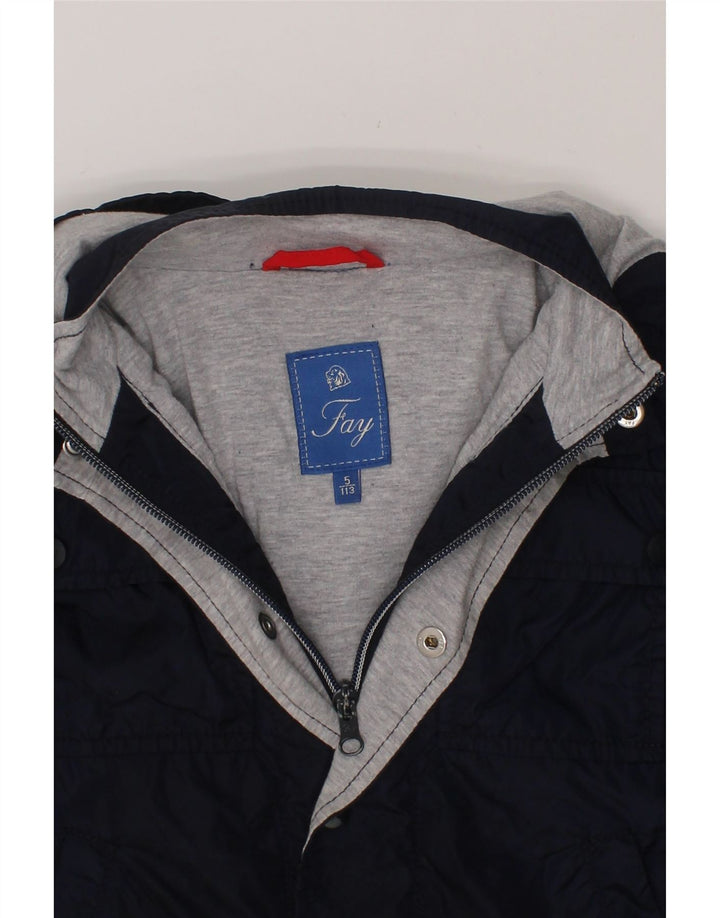 FAY Boys Hooded Bomber Jacket 4-5 Years Navy Blue Vintage Fay and Second-Hand Fay from Messina Hembry 