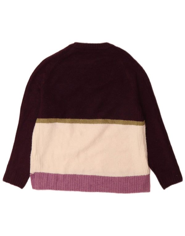 Maglione maglione girocollo da donna Marks & Spencer UK 14 a righe viola medio