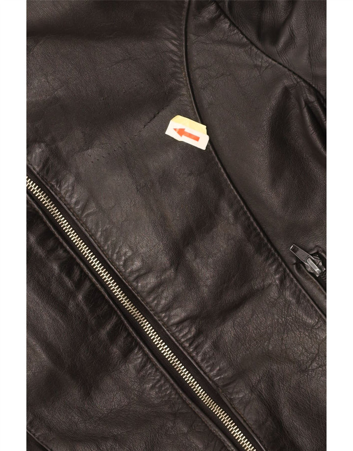 Giacca in pelle da donna VINTAGE UK 14 media nera