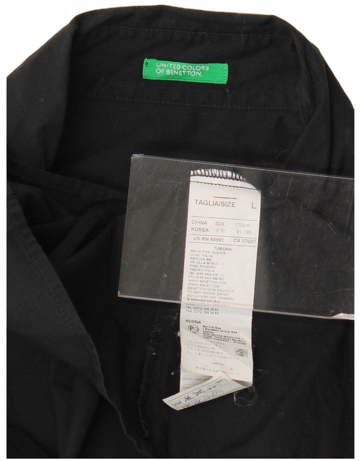 Camicia da donna Benetton UK 16 grande cotone nero
