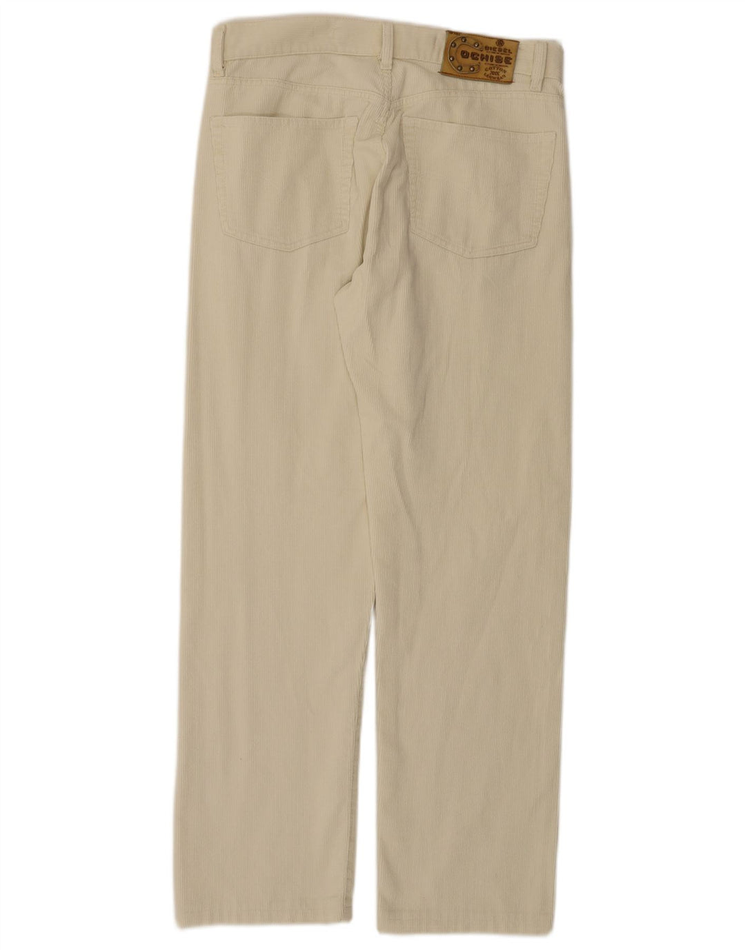 Pantaloni dritti in velluto a coste da donna DIESEL W32 L30 bianco sporco