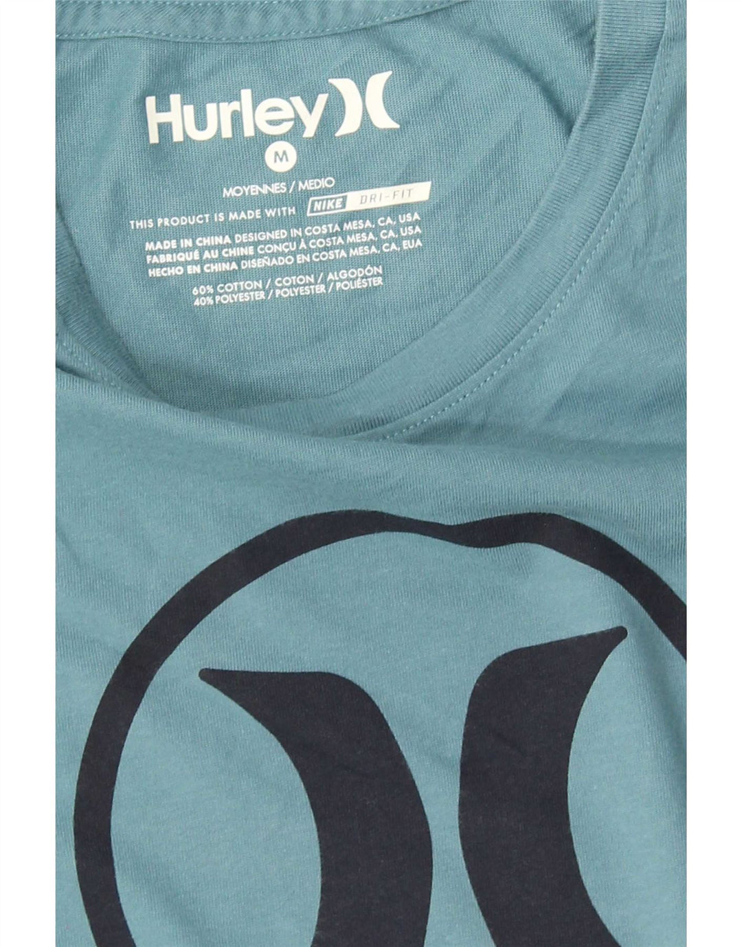 T-shirt grafica Hurley Dri Fit da uomo in cotone blu medio