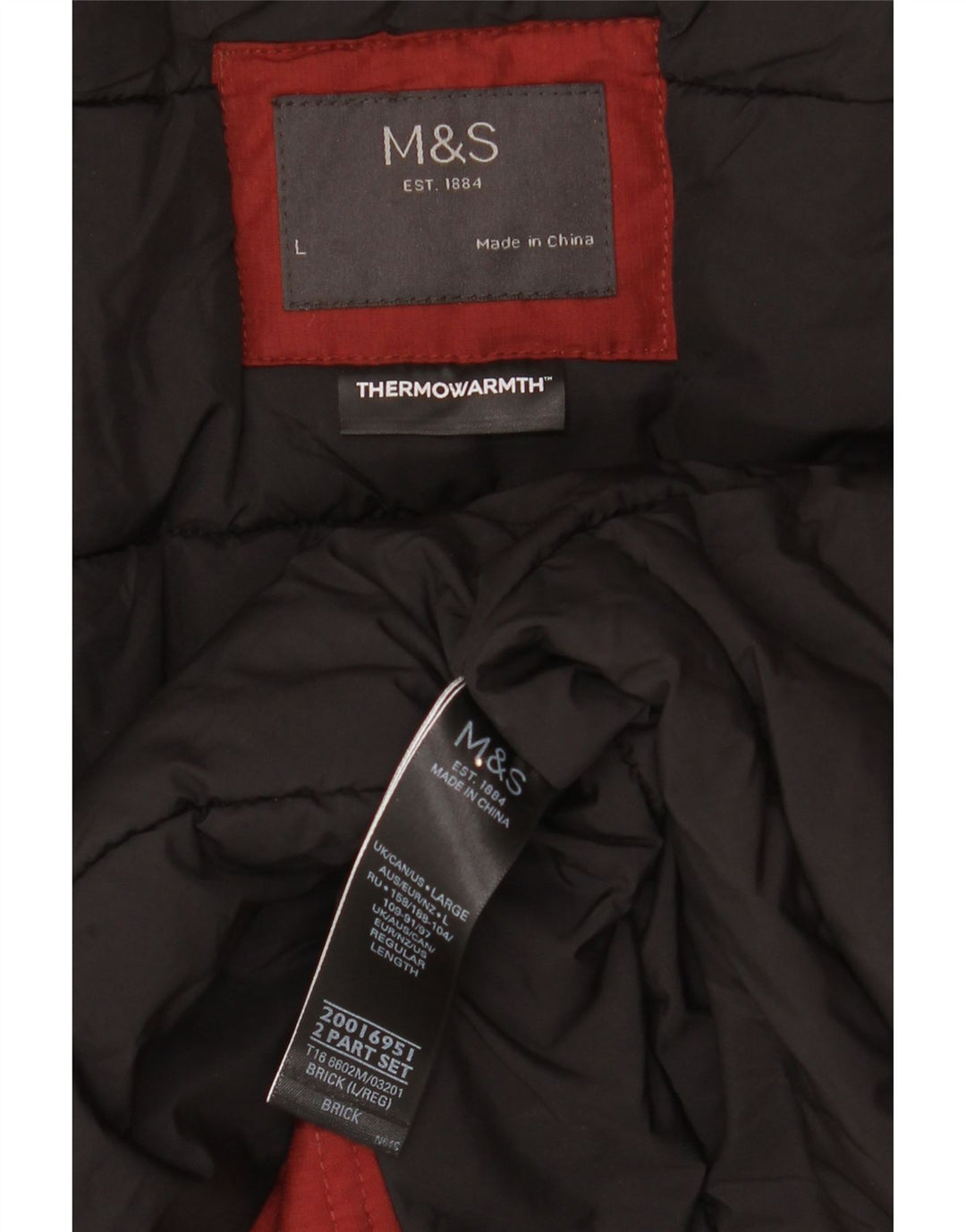 Giacca Parka imbottita con cappuccio da uomo Marks & Spencer UK 40 Large Borgogna invernale