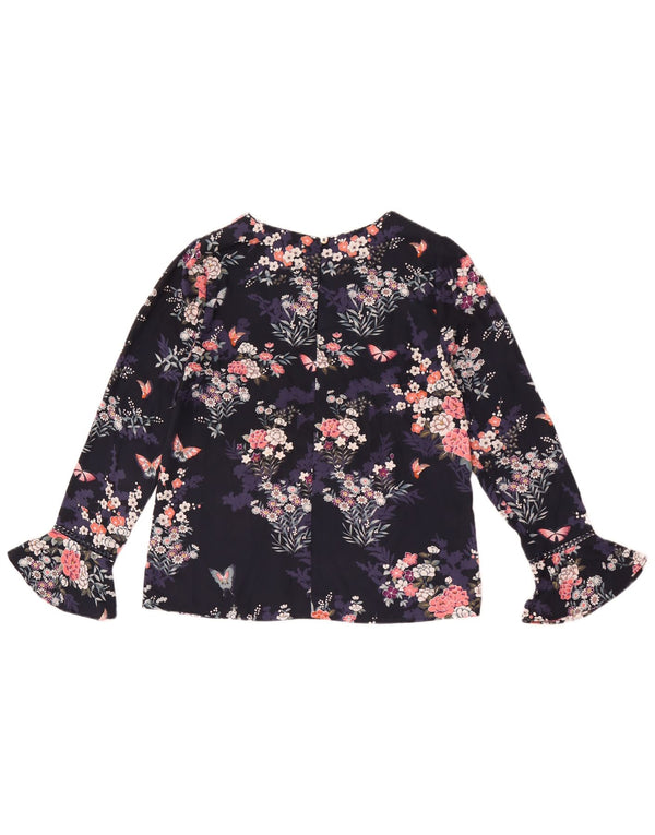 Camicetta a maniche lunghe da donna Oasis UK 6XS Poliestere floreale blu navy