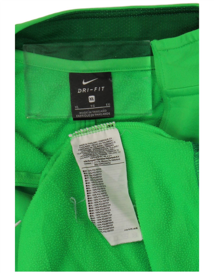 NIKE Top da uomo Dri Fit con zip e collo pullover da tuta XL verde a blocchi di colore
