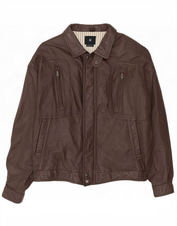 Giacca bomber in pelle vintage da uomo IT 58 4XL Marrone