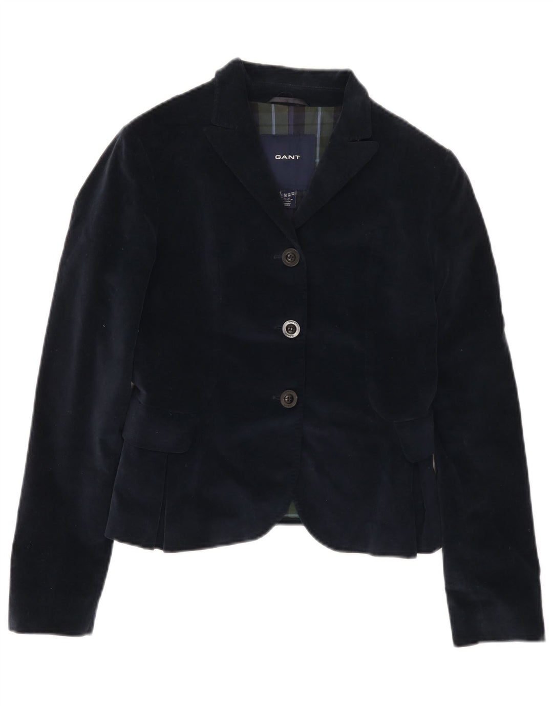 Gant Giacca da donna in velluto a 3 bottoni in velluto UK 10 piccola in cotone blu navy