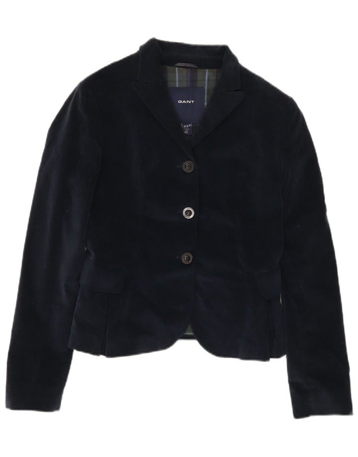 Gant Giacca da donna in velluto a 3 bottoni in velluto UK 10 piccola in cotone blu navy