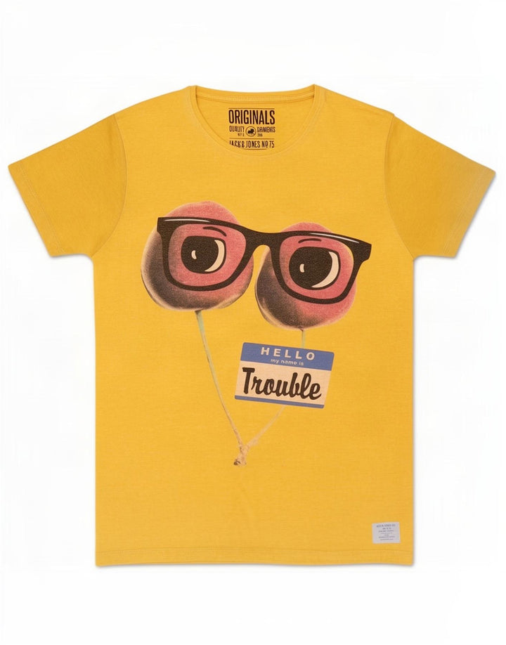 T-shirt grafica da uomo Jack & Jones Top in poliestere giallo medio