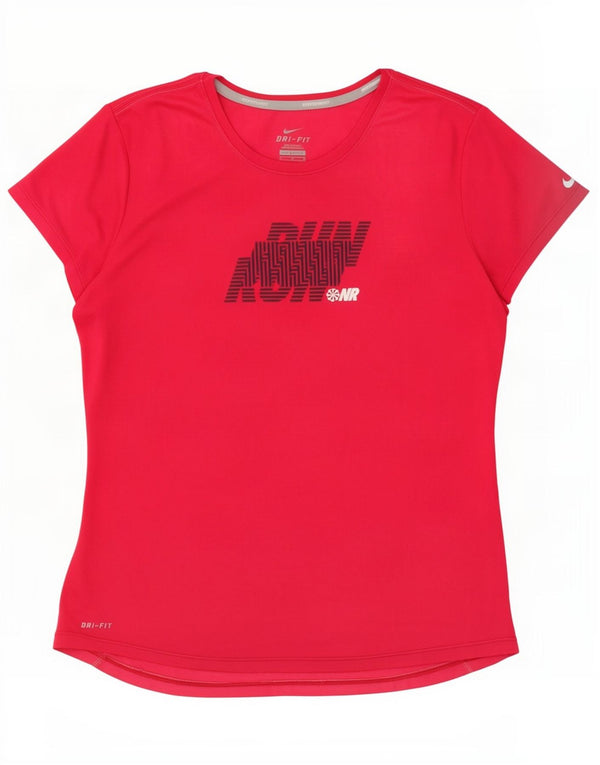 T-shirt grafica da donna Nike Dri Fit Top UK 12 poliestere rosa medio