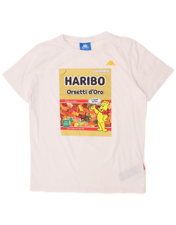 T-shirt grafica Kappa per ragazzi 11-12 anni in cotone bianco