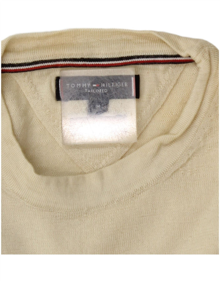 Maglione maglione girocollo da uomo su misura Tommy Hilfiger in lana bianco sporco medio