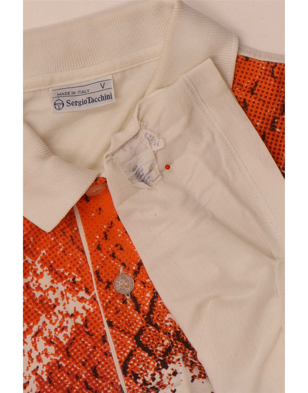 Polo da uomo con motivo astratto Sergio Tacchini in cotone bianco medio