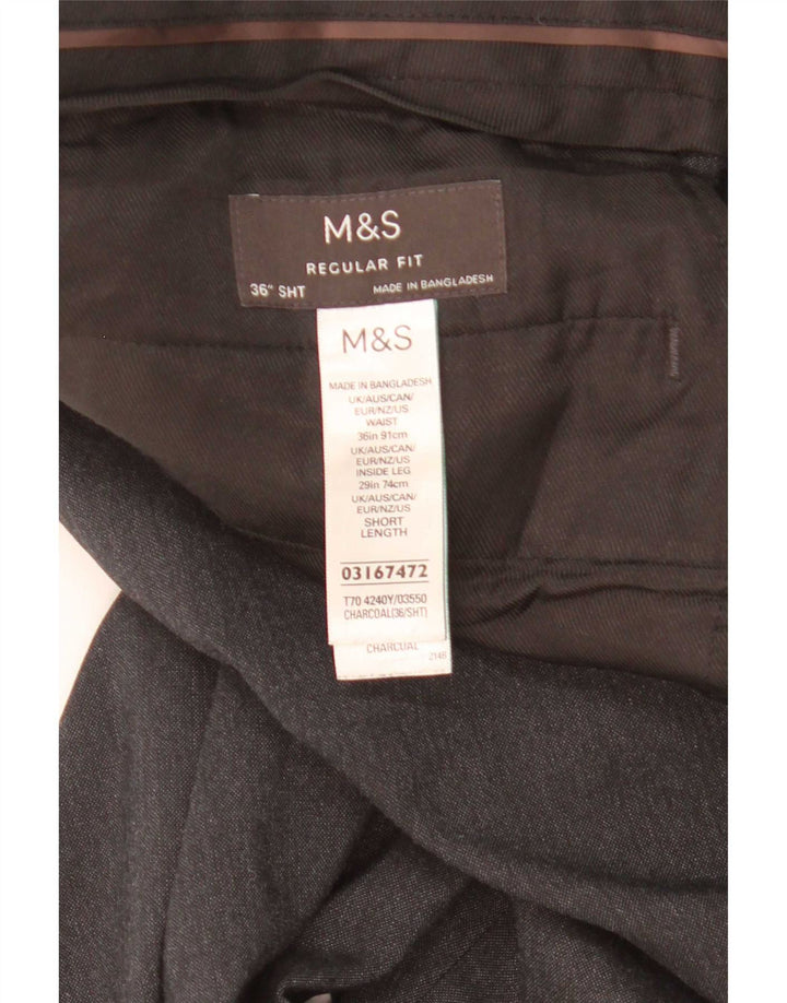 Pantaloni chino dritti da uomo Marks & Spencer W36 L29 grigi screziati