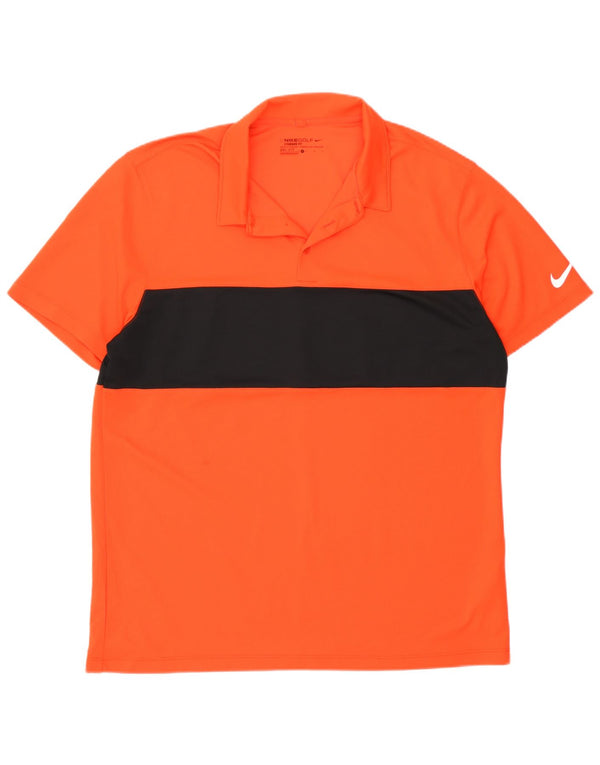 Polo Nike da uomo, grande, arancione, in poliestere color block, sportiva