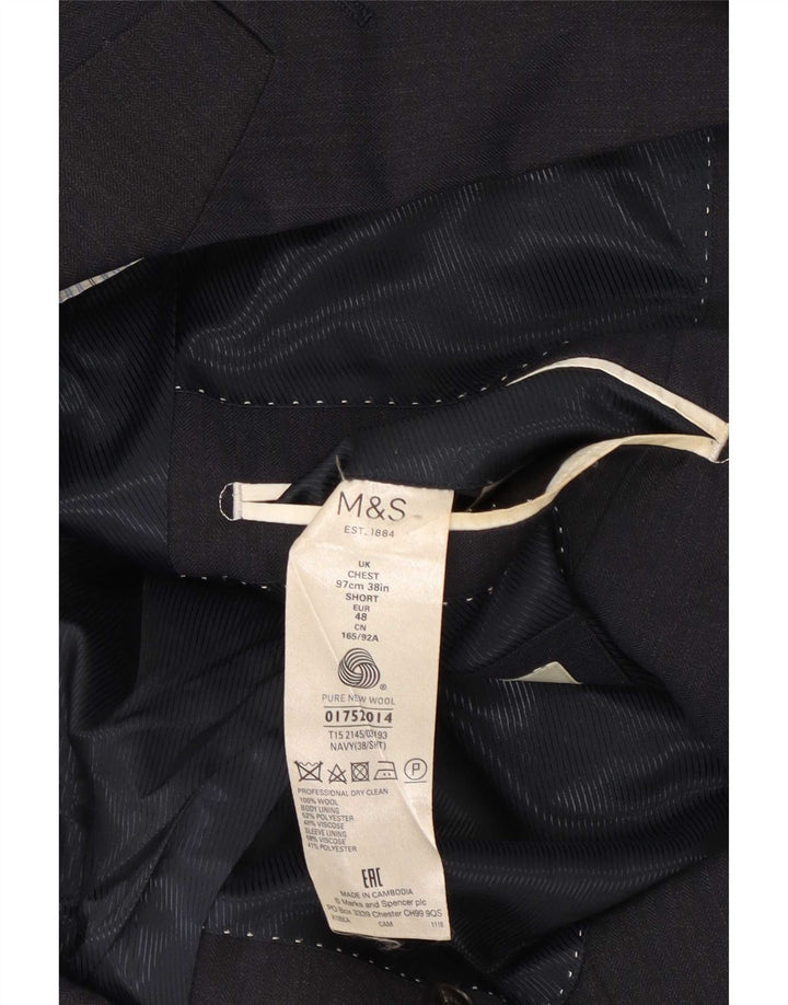 Giacca blazer a 2 bottoni da uomo Marks & Spencer UK 38 lana blu navy media