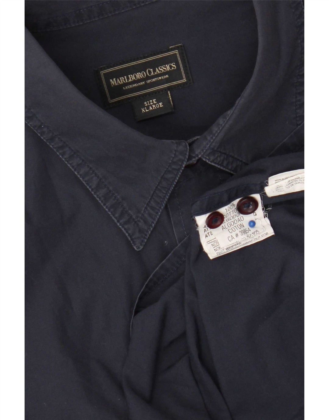 Camicia militare da uomo Marlboro Classics XL in cotone blu navy