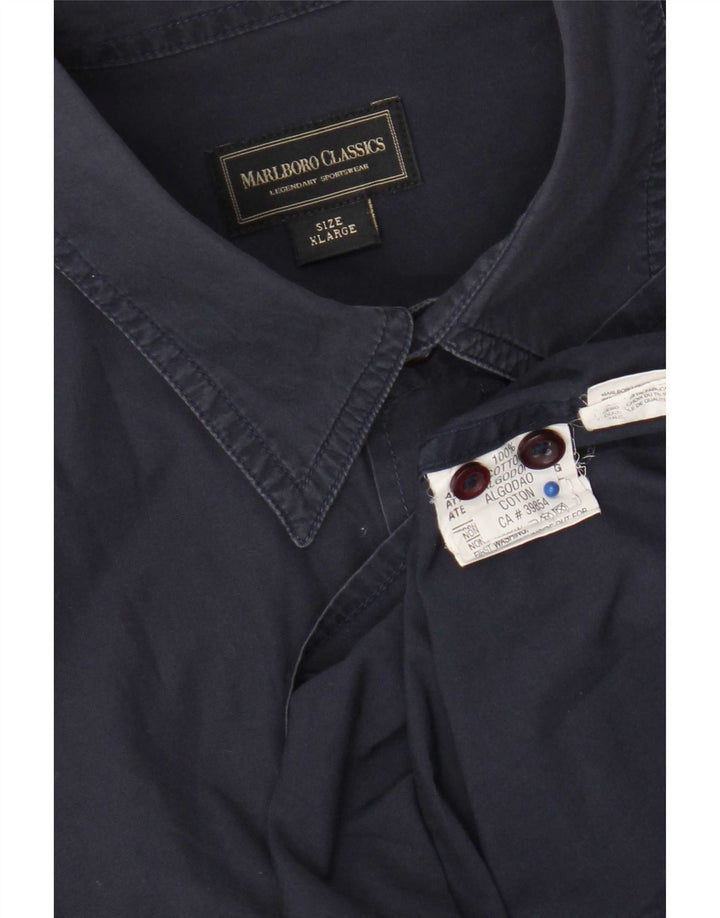 Camicia militare da uomo Marlboro Classics XL in cotone blu navy