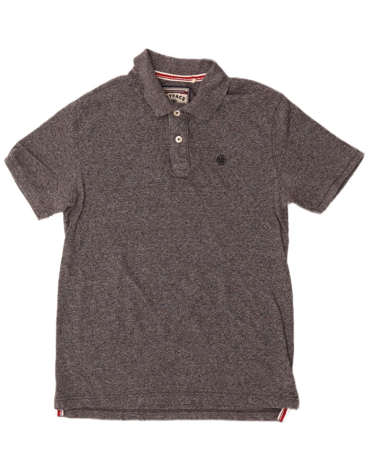 Polo da uomo Fat Face in cotone screziato grigio medio