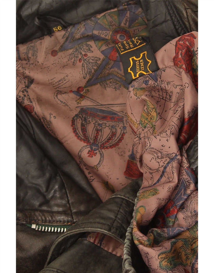 Giacca in pelle vintage da uomo IT 56 3XL Nera