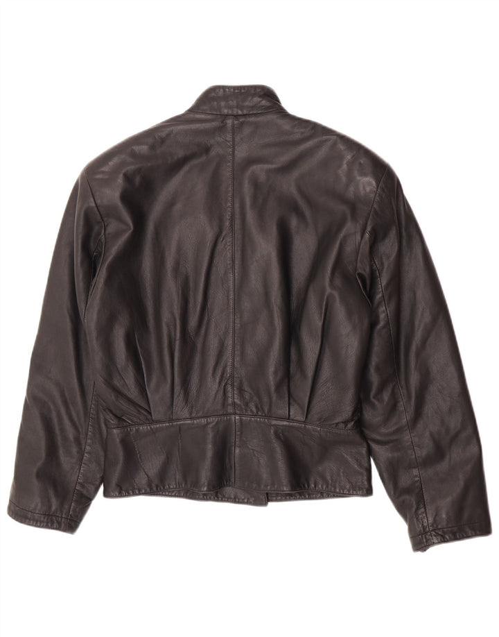 Giacca in pelle da donna vintage UK 14 in pelle nera media